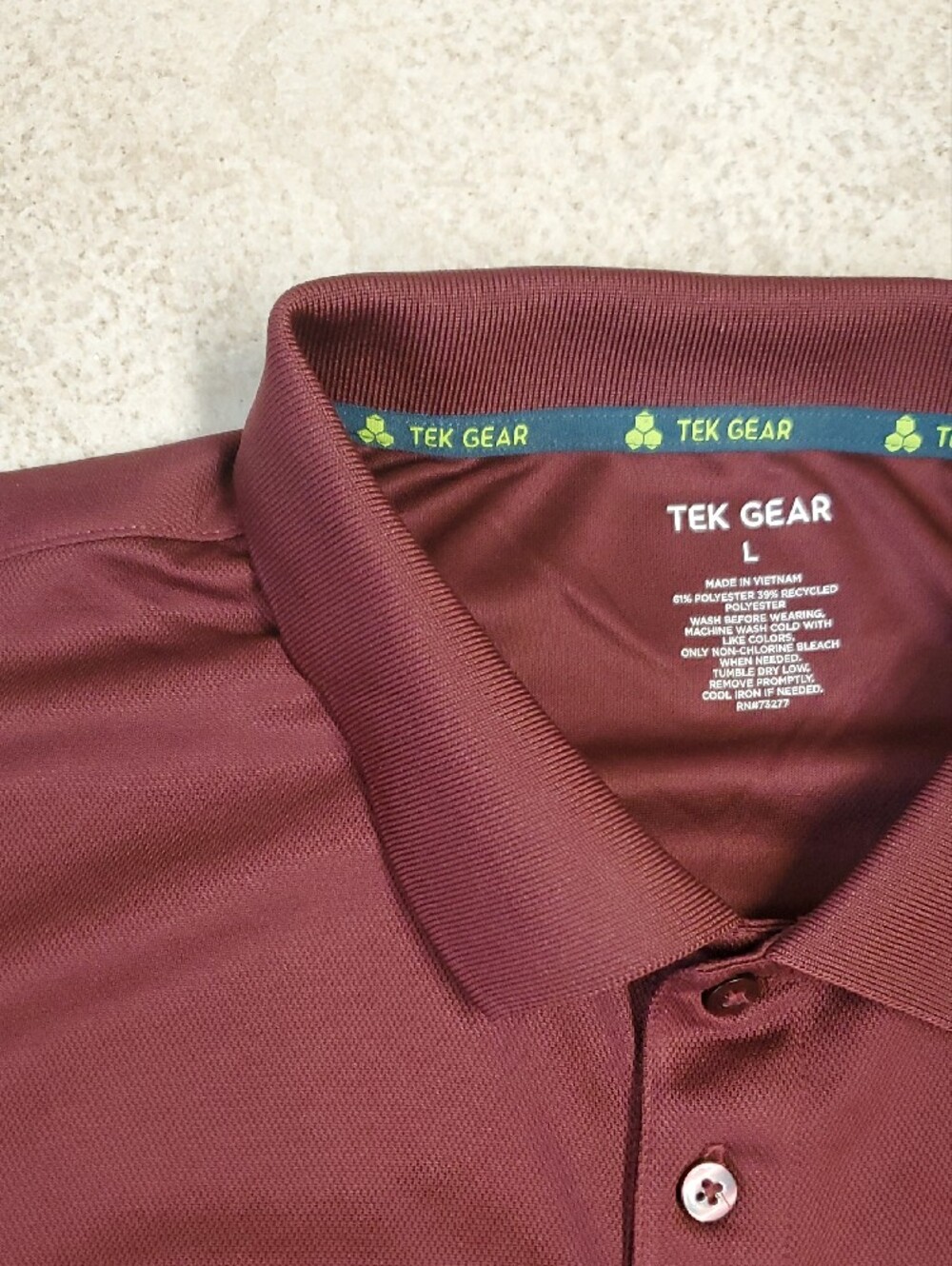 Men's Performance Polo in Maroon, TEK GEAR - Picture 3 of 4